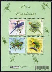 Brazil 2001 WWF - Birds perf sheetlet containing 4 values...