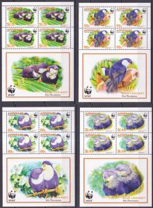Ss1733 2002 Aitutaki Wwf Birds Blue Lorikeet Parrots #772-775 ! 4Kb(4Set) Mnh