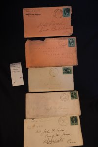 5 US covers fancy or specialty cancels on 158 or  184 (#1816)
