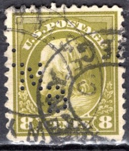 U.S.A.; 1917; Sc. # 508;  Used Perf. 11 Single Stamp W/Perfins