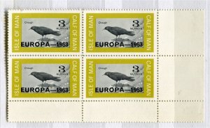 ISLE OF MAN; 1963 early Pictorial Bird EUROPA issue MINT MNH CORNER BLOCK