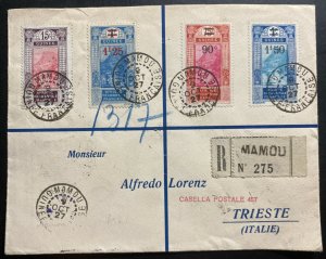 1927 Mamou French Guinea Registered Cover To Trieste Italy Sc#110-112