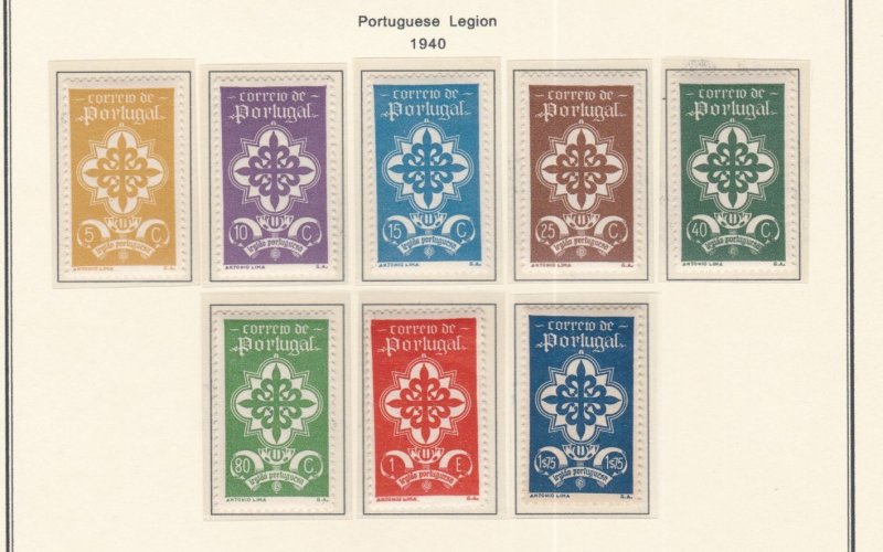 Portugal # 579-586, Emblem of the Portuguese Legion Mint Hinged, 1/2 Hinged