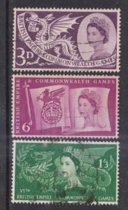 Great Britain 1958 Sc 338-40 Commonwealth Games Used