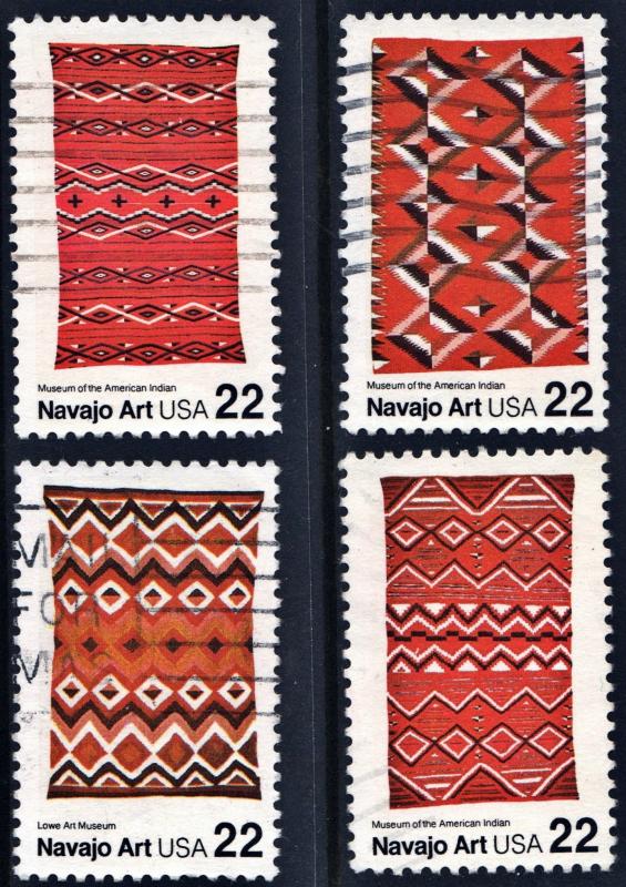 SC#2235-38 22¢ Navajo Blankets Singles (1986) Used