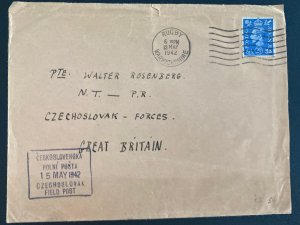 1942 Rugby England First Day Cover To Czechoslovak Field Army Post