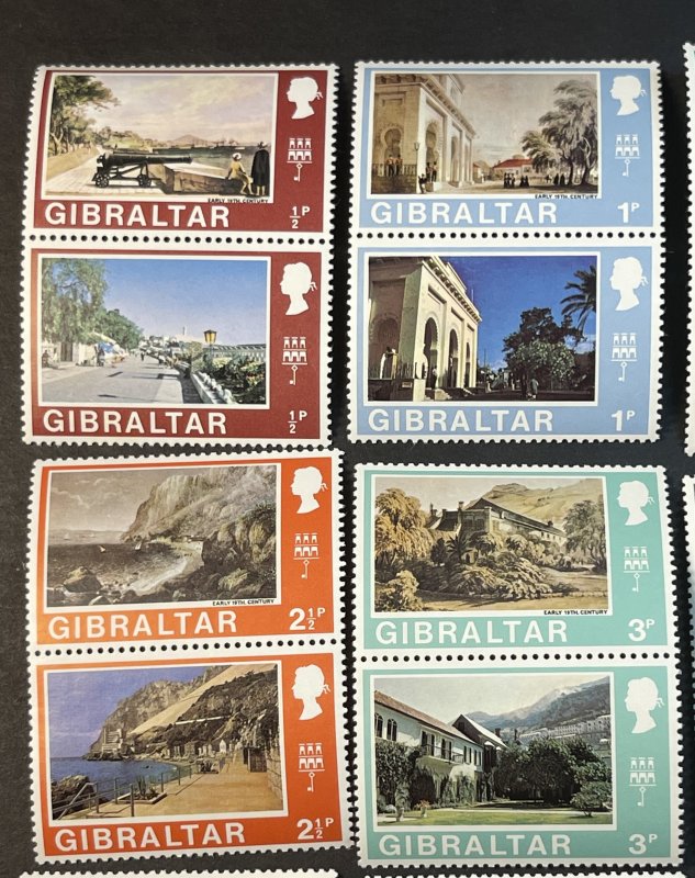 GIBRALTAR # 241a-272a-MINT NEVER/HINGED---COMPLETE SET IN PAIRS---1971