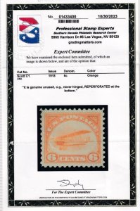 USA Airmail, 1918, 6¢ orange (Scott C1), OG VF-MNH PO FRESH WITH CERT