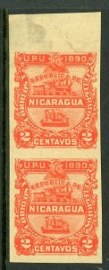 Nicaragua 1890 Seebeck Locomotive 2¢ Vermillion Imperf Sc #21a Mint L890 ⭐⭐⭐⭐⭐ 