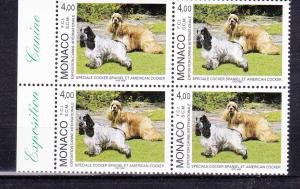 Monaco 2108 MNH 1999 Intl. Dog Show Block