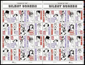 US #2819 - 28, 29c Silent Screen,  Sheet, VF mint never hinged, Fresh Sheets,...