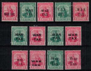 Trinidad & Tobago #MR1-13*  CV $98.95  War Tax Stamps complete