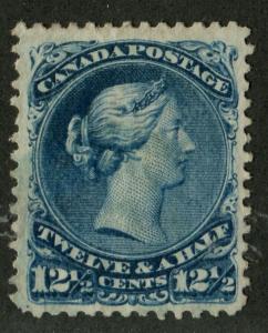 Canada #28a 12.5c Deep Bright Blue Large Queen - Paper 6 Watermarked VF-78 Used 