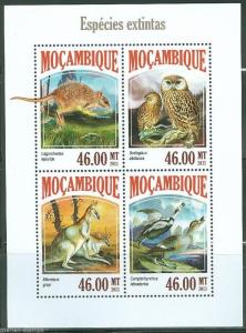 MOZAMBIQUE 2013 EXTINCT SPECIES SHEET MINT NH