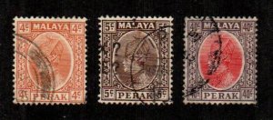 Malaya - Perak #71, 72, 79  Used  Scott $8.50