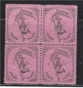 1878 Boyd's Dispatch USA Local Stamp - 1 Park Place MNH OG- Block Of 4 -  (BU35)