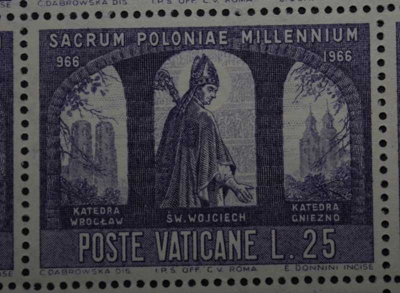 1966 Vatican Scott 435 - 1/2 Sheet The 1000th Anniversary of Christianity