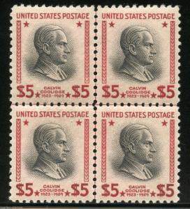 UNITED STATES $5 PRESIDENTIAL  SCOTT#834  CENTERLINE BLOCK  MINT NH ORIGINAL GUM