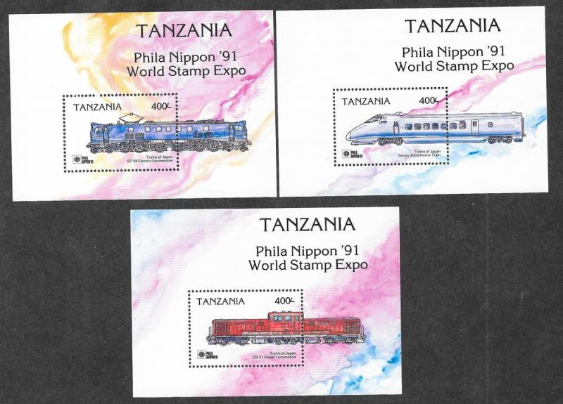 Tanzania 713///715 Mint NH Souvenir Sheet Trains!