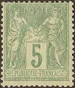 France - #78 -MH- 1876 - Peace - 5c - SCV-25.00
