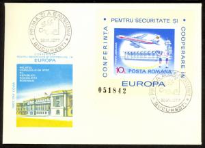 ROMANIA 1977 EUROPEAN SECURITY CONFERENCE SS Sc C212 Cachet FDC