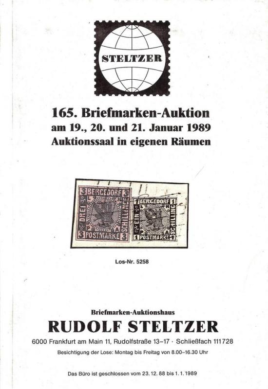 Steltzer: Sale # 165  -  165. Briefmarken-Auktion, Steltz...