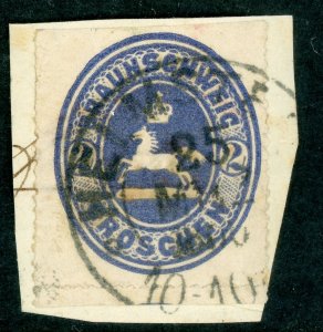 Germany States 1865 Brunswick  2 gr Gray Blue Scott #25a VFU G516