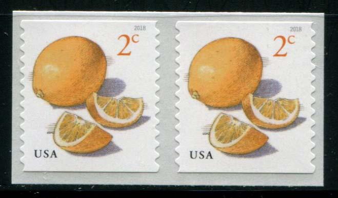 5256 US 2c Meyer Lemon SA coil, MNH pair