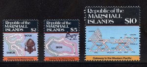 Marshall Islands 107-09 MNH , Map Series Issues  from 1986-87.