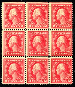 U.S. #505 MINT BLOCK OF 9 OG HR