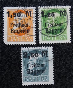 Bavaria #231-233 Used Overprint