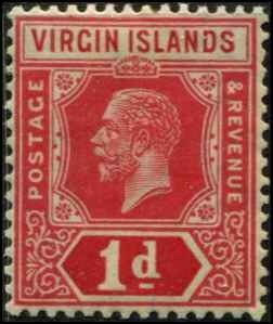 Virgin Islands SC# 48 George V MH 1d  wmk 4 die II w/mount SCV $10.00