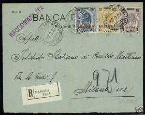 a0682 ERITREA: Saxon 84 + 59 + 86 on ENVELOPE - In TARIFF-