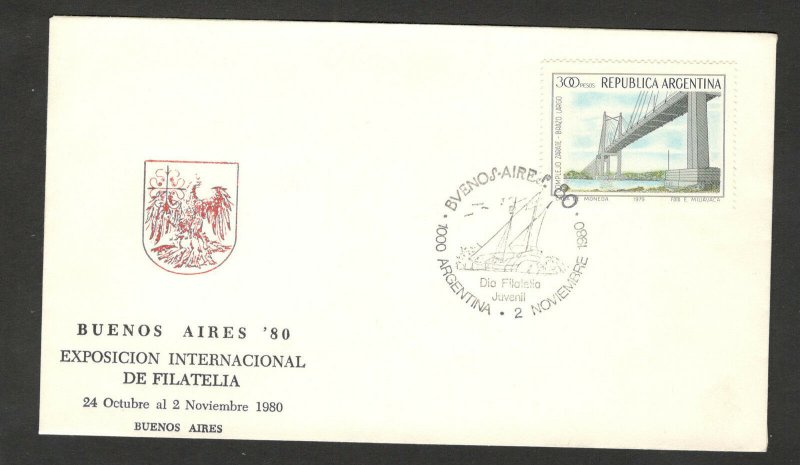 ARGENTINA - COVER-Philatelic Exhibition, BUENOS AIRES '80-BRIDGE-1980.