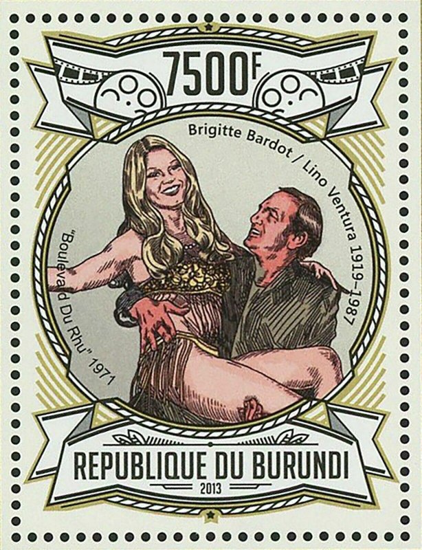 Brigitte Bardot Stamp Lino Ventura French Actress S/S MNH #3012 / Bl.326 