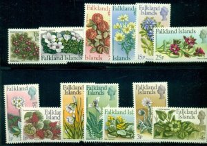 FALKLAND ISLANDS #210-22 Complete set, flowers, og, NH, VF, Scott $53.25