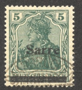 Saar Scott 4 UVLH - 1920 5fr Overprint on Germania - SCV $1.00