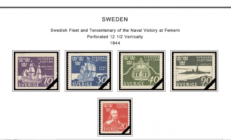 COLOR PRINTED SWEDEN 1941-1970 STAMP ALBUM PAGES (47 illustrated pages)