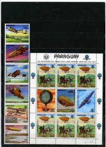 PARAGUAY 1984 Sc#2101-2102 HISTORY OF AVIATION SET OF 6 STAMPS & SHEET MNH 
