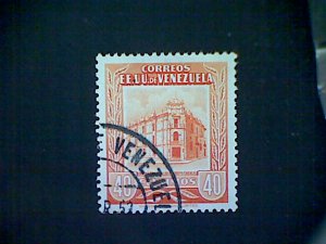Venezuela, Scott #658, used (o), Main Post Office in Caracas, 1953, 40c, orange