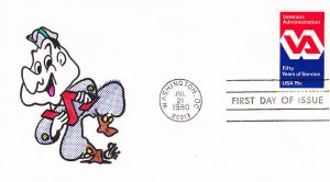 Ellis First Day Cover #1825 VA Veterans Administration 50 Years 1980