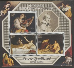 MADAGASCAR - 2015 - Baroque, O.Gentileschi - Perf 3v Sheet - MNH-Private Issue