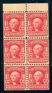 US Stamp #319g BP Washington 2c - PSE Cert - Booklet Pane of 6 - CV $125.00