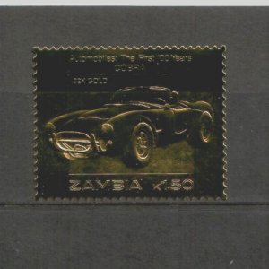 Zambia 1986 - 100 Years of Automobiles Cars - Cobra - Gold Stamp - MNH