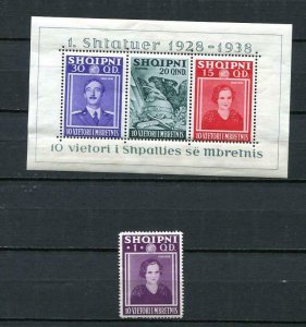 Albania 1938 Mi Block 3 Sc 298 MNH Souvenir Sheet and stamp MH  Royals  9422