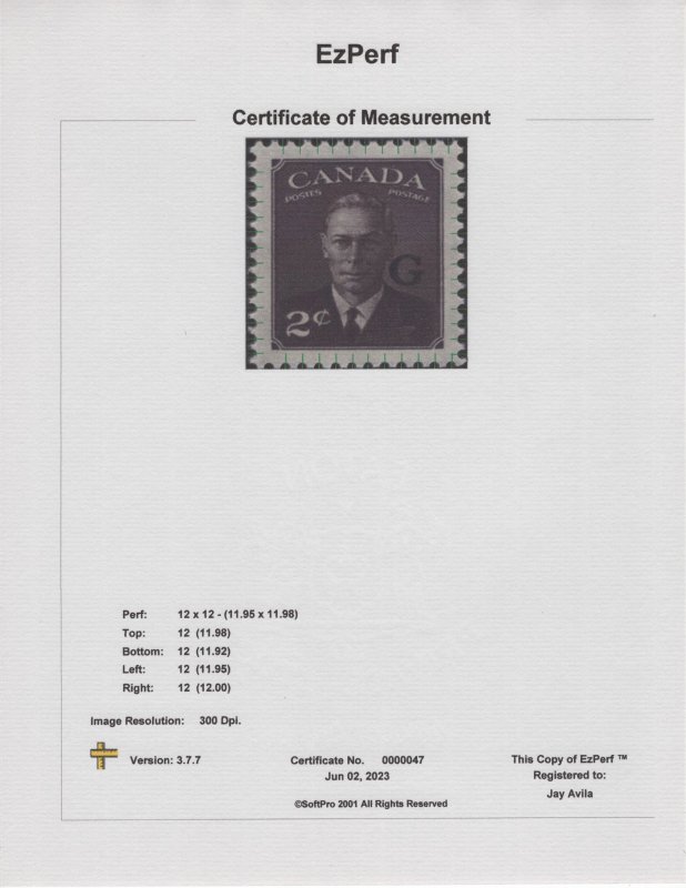 Canada Scott O17 MNH OG "King VI" Overprint "G" eGraded XF