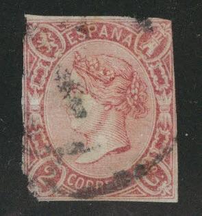 SPAIN Scott 67 Used 1865 Faulty Filler