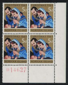 Norfolk Christmas SE Corner Block of 4 1965 MNH SC#70 SG#59