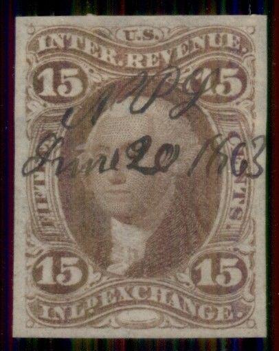 US #R40a, 15¢ Inland Exchange, Imperf, used, VF, Scott $45.00