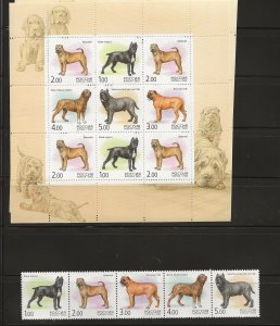 RUSSIA Sc 6694+6694f NH issue of 2002 - STRIP+MINISHEET - DOGS